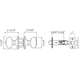 Design House 753285 Cambridge 2-Way Adjustable Entry Door Knob, Polished Brass