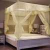 Beige Steel Frame Square Canopy Mosquito Net 200x220cm