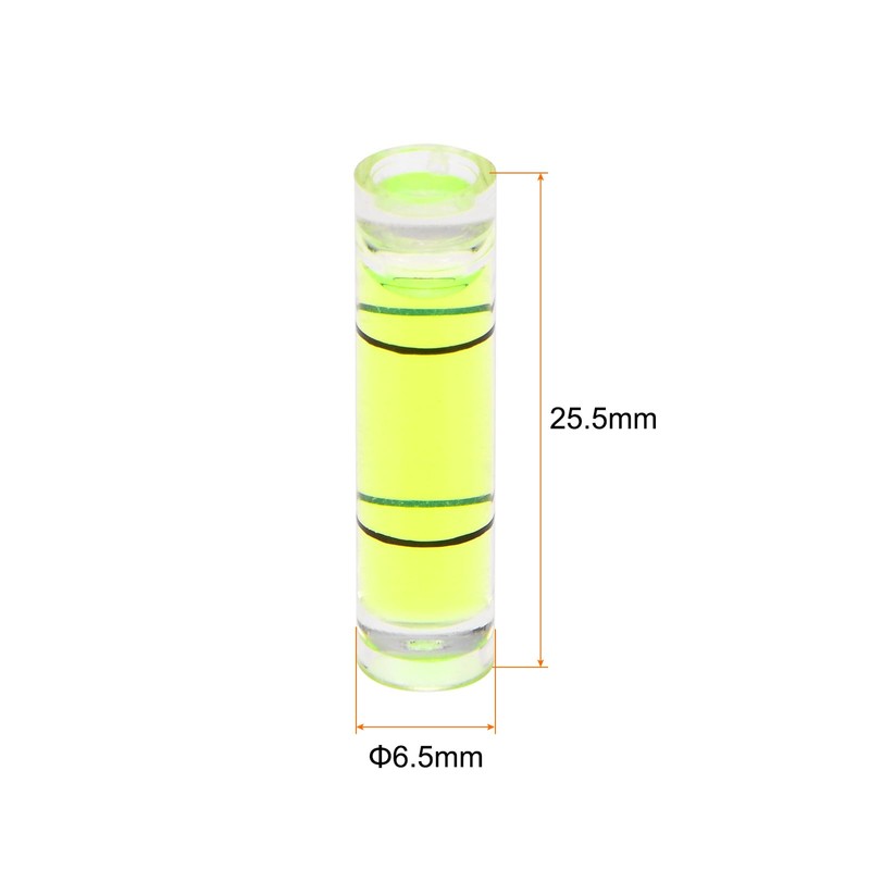 HARFINGTON 6pcs Small Cylindrical Bubble Level Vials 6.5x25.5mm PMMA Mini