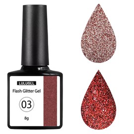 LULUGEL Flash Gel Flash Nail Flash 8g Red Gel Nail Glitter Nail Glitter Gel Flash Glitter Gel (03)