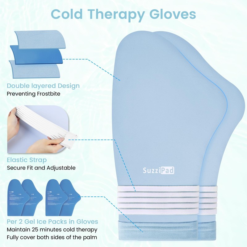 Suzzipad Cold Therapy Socks and Hand Ice Pack, Cooling Gloves