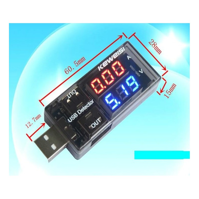 1pc Black USB Power Current Meter,3-9V 0-5A Voltage Tester Multimeter,LCD