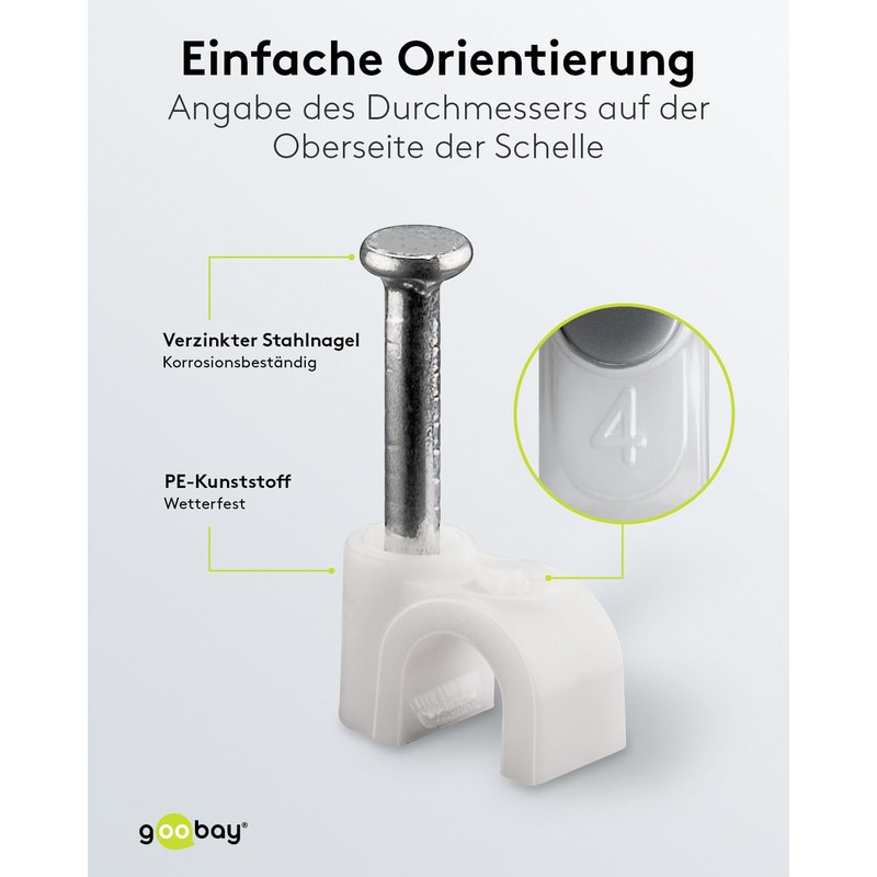 Goobay 17076 Cable Clip White, 4mm, White