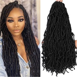 New soft locs Crochet hair 24 inch 6 Packs Faux Curly Wavy Crochet Braids 100% Premium Fiber Synthetic Hair African Hair Extensions (24 inch, # 1B)