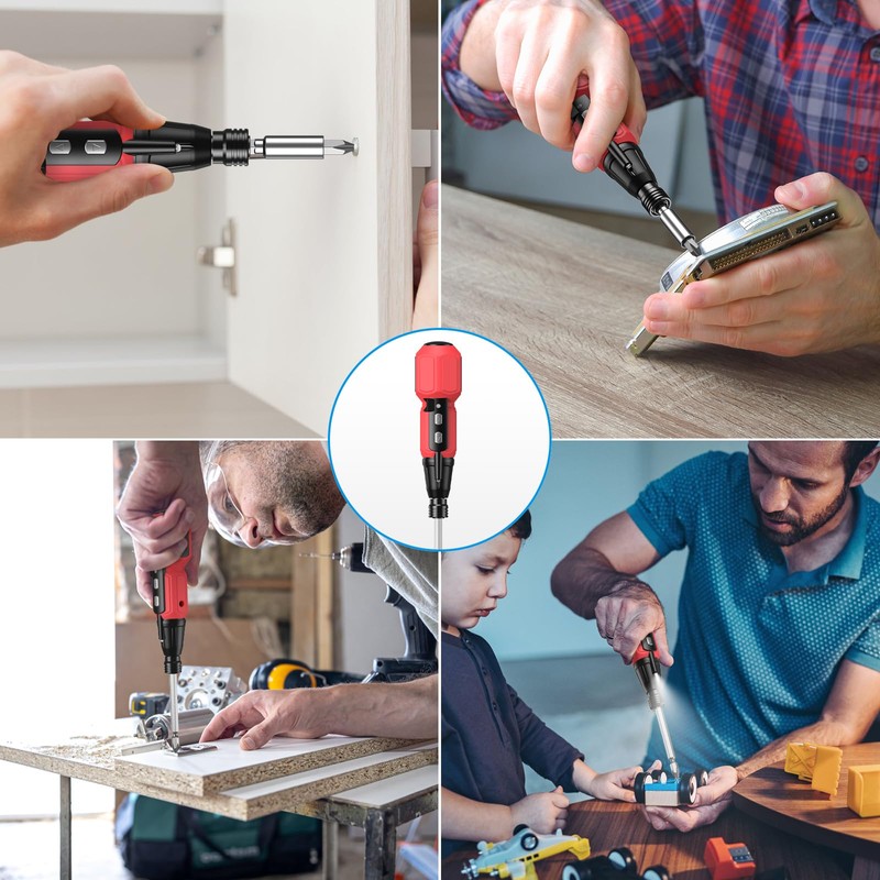 Brifit 10-Piece Screwdriver, Cordless Screwdriver with LED Work Light, Electrician