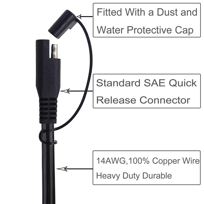 SCCKE 3.3FT 14AWG Battery Alligator Crocodile Clip to 2 SAE