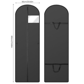 KJLEEN 2PCs Dress Bags Black Dress Covers 72 Inches Garment Bags Wedding Clothes Covers Protector Bags Moth Proof Long Suit Carriers for Women Bridesmaid Party Dress Weddings Travel