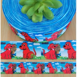 7/8 & 1.5" (1 YD) Clifford the Big Red Dog Grosgrain Ribbon Animal Dog Hair Bow  - 1.5 inch