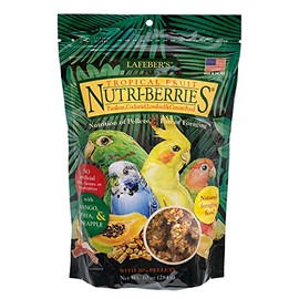 LAFEBER'S Tropical Fruit Nutri-Berries Pet Bird Food, Made with Non-GMO and Human-Grade Ingredients, for Cockatiels Conures Parakeets (Budgies) Lovebirds (Tropical Fruit 10 oz)