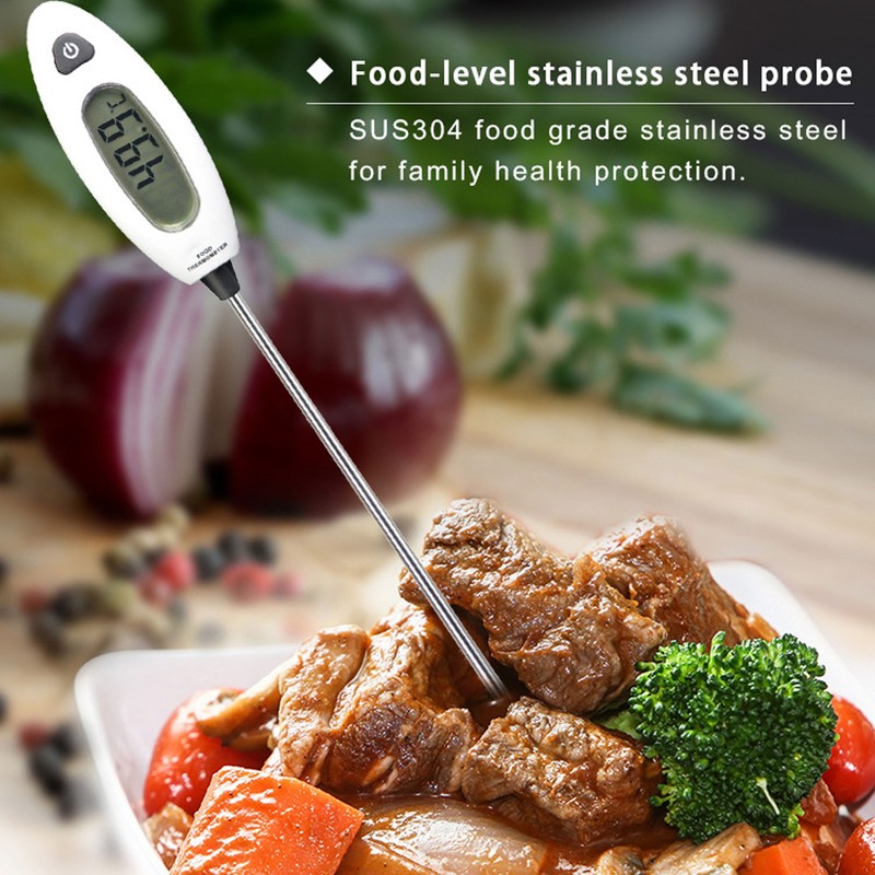 Food Thermometer Digital LCD Display Stainless Steel Probe for Home