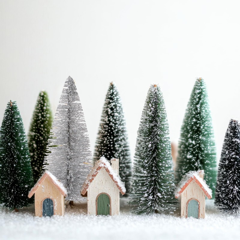 15pcs Mini Christmas Tree Snowy Small Christmas Tree Xmas Table