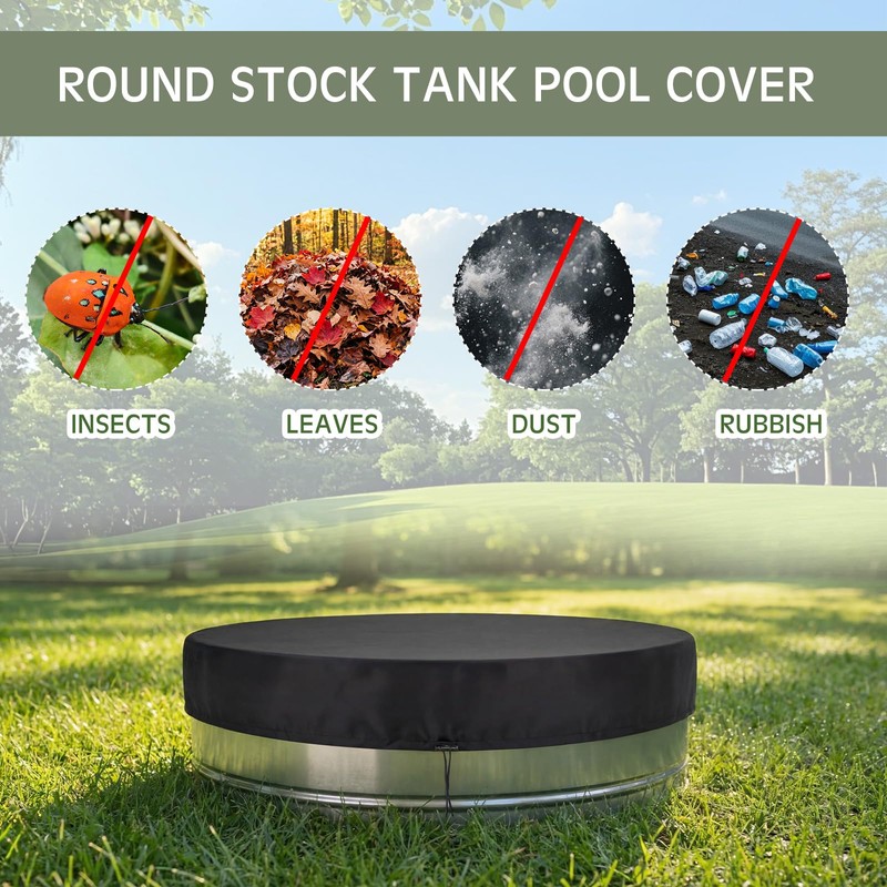 Mindsoft 12 ft Round Stock Tank Pool Cover 210d Oxford
