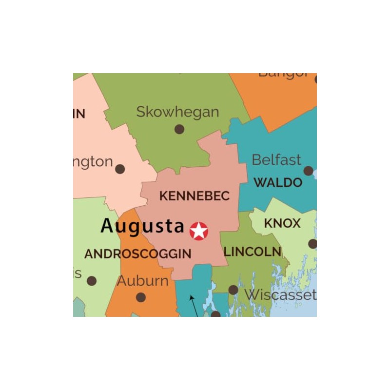 Maine Counties Map - Standard - 54.75 x 36 inches