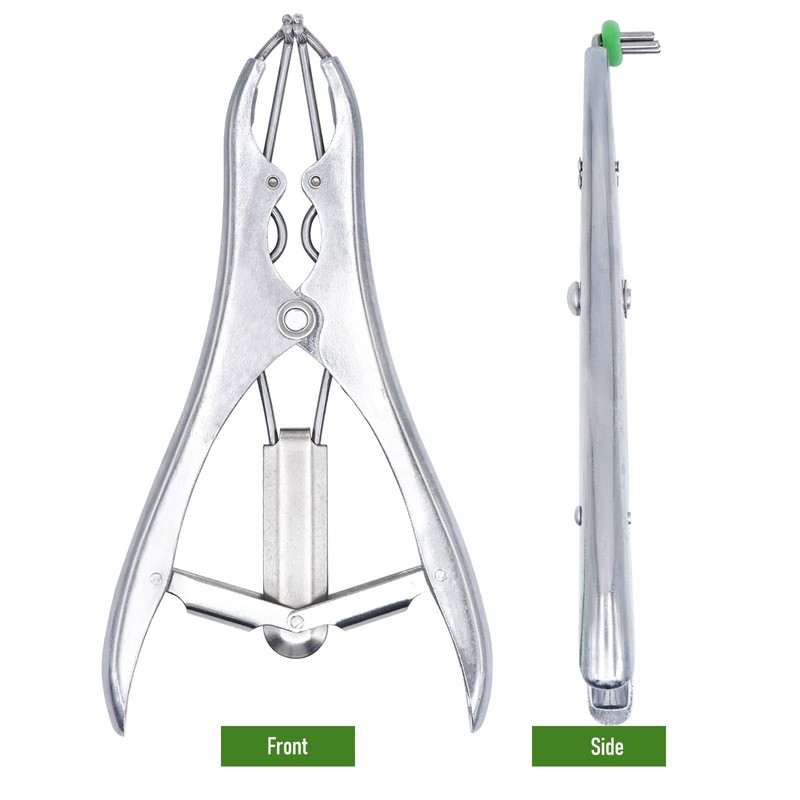 Stainless Steel Castration Tongs with 200 Rubber Rings, Flexible Castration