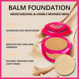 Cushion Foundation Double-layer,Peptide Bounce Balm Foundation,Age-Defying Medium coverage foundation,Hydrating Moisturizing Lasting Makeup Balm,Blur Fine Lines, Smooths Texture All Type Skin(Natrual)