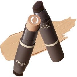 OBgE- Base de maquillaje Natural Cover n.° 25 (arena, 0,5 oz): base en barra con brocha para un tono de piel perfecto y corrector