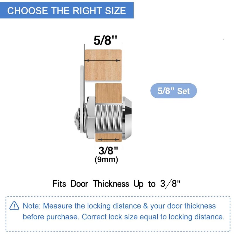 Cabinet Locks with Keys, 5/8" Long Cam Locks keyed Alike,