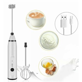 1 Piece Silver Electric Milk Frother / Whisker / Mixer for Coffee Espresso Expresso Latte Frappuccino Macchiato and Egg Beater - Portable Light Easy Wash