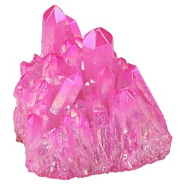 KYEYGWO Rock Crystal Cluster Quartz Stone,Titanium Coated Natural Drusy Crystal Geode Raw Stone Mineral Rough Gemstone Reiki Feng Shui Stone Decor, Pink