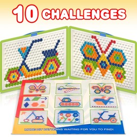 ArtCreativity Mushroom Peg Puzzle for Kids with 10-Challenges - Fun Brain Teaser for Children - Arts and Crafts Creative Educational Learning Toy - Gift Idea for Boys and Girls