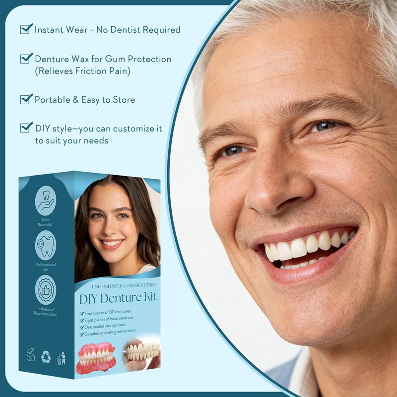 DIY Denture Kit, Temporary Full set of Dentures, DIY Full