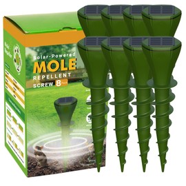8 Packs Solar Powered Mole Repellent for Lawns, Waterproof Gopher Vole Repellent Ultrasonic Pest Control Outdoor Get Rid of Snake Voles Ground Squirrels in Garden, Yard, Lawn