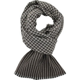 Wollschal Damenschal Winterschal Herrenschal Hahnentrit & Two Tone braun weiß 200 x 35 cm Made in Germany