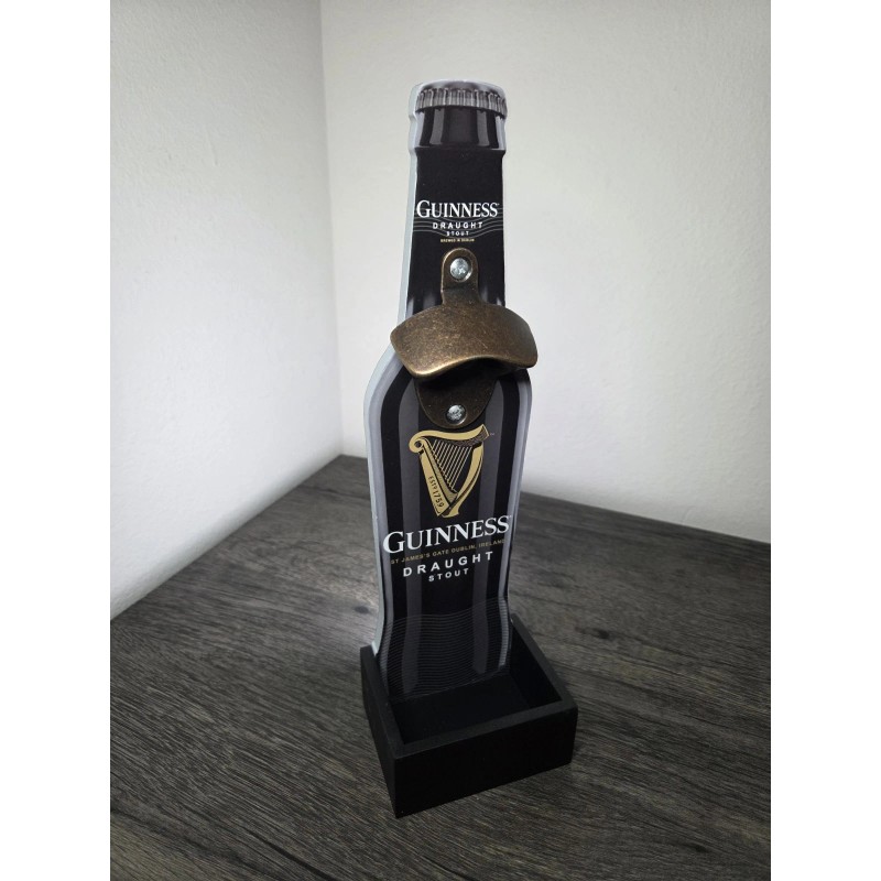 Guinness Draught Stout Wooden Bottle Opener Cap Catcher