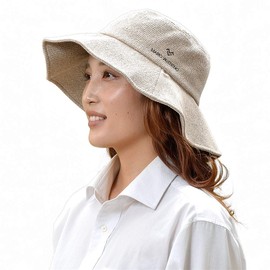 Mario Valentino Women's Hat, 100% Silk, Wide Brim, UV Protection, Foldable, Made in Japan, Fashionable, beige