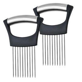 TIVUNORON 2 Pieces Upgraded Onion Holder for Slicing, Stainless Steel Onion Slice Holder Tool for Cutting Vegetables and Fruits for Meat Potato Tomato Lemon