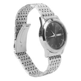 Reloj de Cuarzo para Hombre, Reloj de Cuarzo Clásico de Moda, Fecha Doble Comercial, Reloj de Vestir de Acero Inoxidable de Cuarzo Elegante, Reloj Luminoso (Correa Plateada y