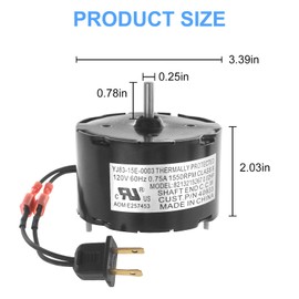 Upgrade 3.3 Inch Diameter Vent Fan Motor Direct Replacement for Nutone/Broan 40933, 86933, 8693000, JA2B104N - Black