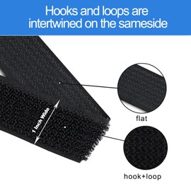 1 Inch x 16 Ft Hook and Loop Straps with 25 Metal Buckles - 50lbs Heavy Duty Reusable Cable Ties, Adjustable Cut-to-Length Securing Straps for Cord Management, Outdoor Gear & DIY (Black)