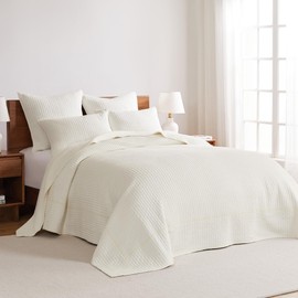 Levtex Home - Cross Stitch Bedspread Set - King Bedspread and Two King Shams - Cross Stitch Pattern - Bedspread (120x104in.) and Sham (20x36in.) - Cotton