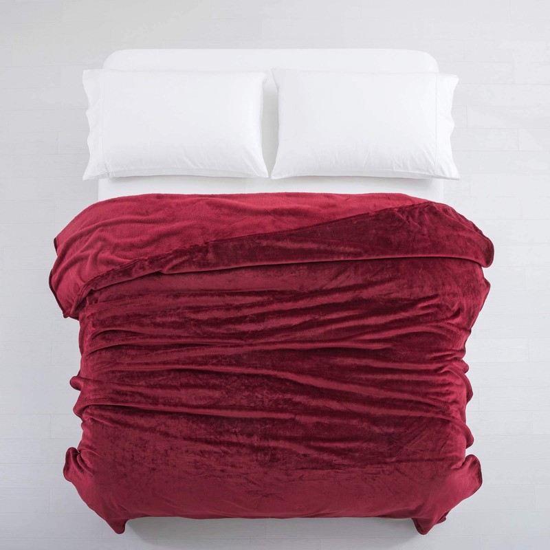 MOONLIGHT20015 Fleece Blanket Throws for Sofas - 400 GSM Burgundy