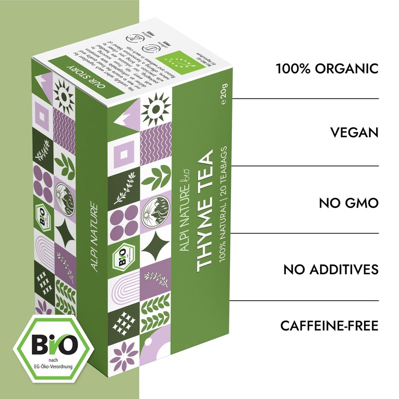 Organic Thyme Tea by Alpi Nature, 80 Thyme Tea Bags,