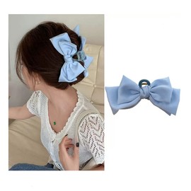 Bowknot Hair Claws for Women Thin Hair Styling Clips Bow Hair Clips for Girls Claw Clips for Long Hair Style Accessories Satin Hair Bows Jaw Clips for Thick Hair Clamp Blue