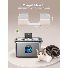 6 Pack Replacement Filters + 6 Pump Sponges for Cat Water Fountain [FN-W17] - 108oz/3.2L Pet Water Fountain Filters