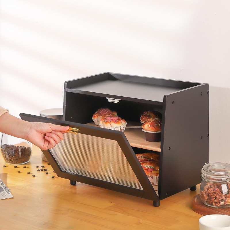 Garvee Double Layer Bread Box for Kitchen Countertop – Farmhouse