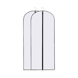 2PCS Dress Bags Covers Long, Dress Bag, Translucent with Zip Waterproof Dustproof Dress Covers Garment Bags Full Length for Long Dress Shirts Suits Jackets Coats Storage