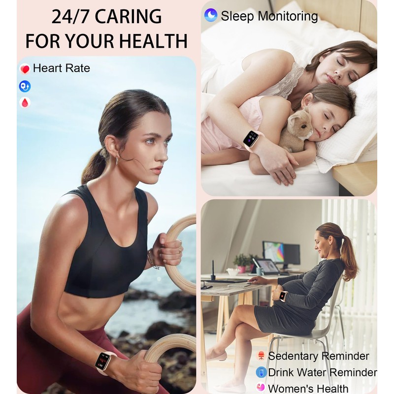 Smart Watch with Bluetooth Call,Women SmartWatch with 3 Bracelets,Waterproof Running