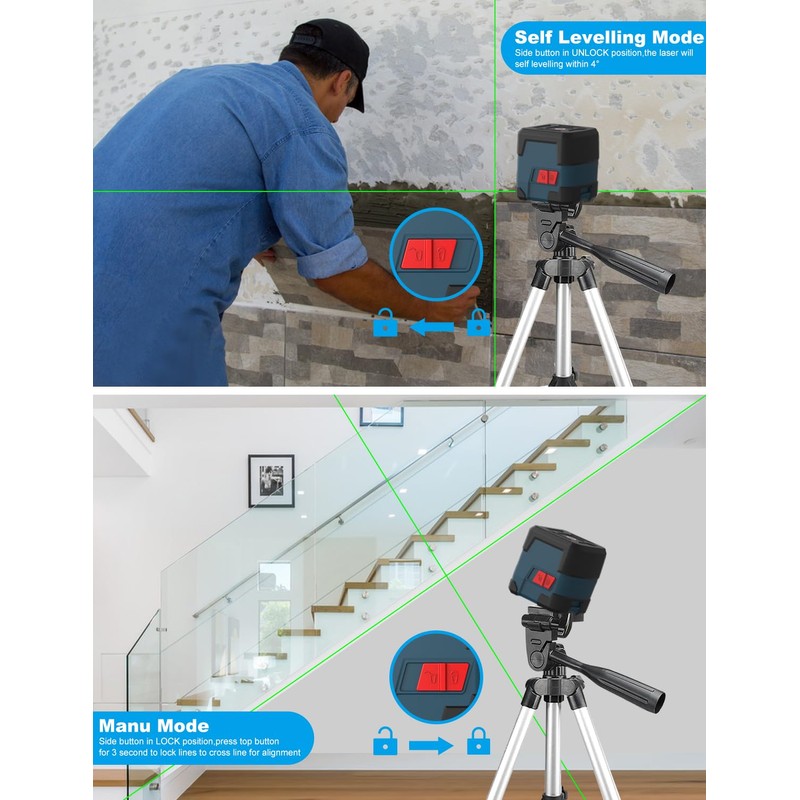 Laser Level, RockSeed Cross Line Laser with Self-Leveling, Vertical and