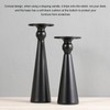 2 Piece Matte Black Metal Taper Candlesticks Retro Modern Hourglass