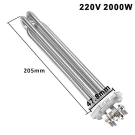DERNORD 220V 2KW 1-1/2 Inch Heating Element 3U Water Heater BSP Stainless Steel Flange Heating Rod