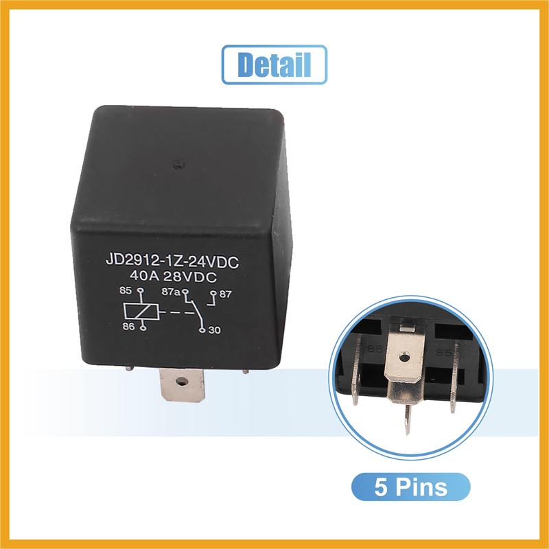 Partuto 5pcs JD2912-1Z-24VDC 5 Pin 40A 28VDC DC 24V Car