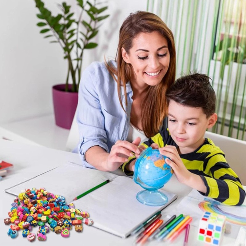 300 Pieces Mini Erasers for Kids Bulk Assorted Novelty Pencil