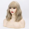 FALAMKA Blonde Wig with Bangs Short Curly Wavy Bob Wig