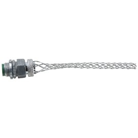 Legrand Pass & Seymour BOX30 Flexcor Wire Mesh Grip, Wide Range, Straight Male, Dust Tight, 1/2" NPT, 0.300"-0.430" Cable Grip Range, Silver (1 Count)