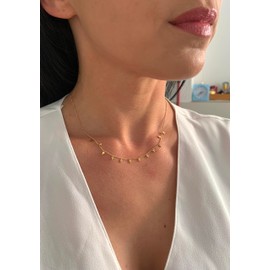 NataschaWoge® Dainty Small Crosses Plate Minimalist Jewellery Stainless Steel Gold Silver Cross Chain Necklace Choker Gift for Her, Stainless Steel