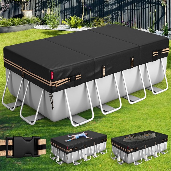 QH.HOME Rectangular Pool Cover for 16x32 Ft Bestway/Intex/Coleman Frame Rectangular